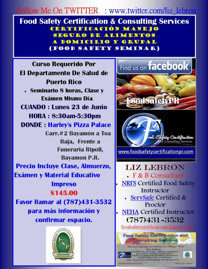 Certificación de Manejo Seguro de Alimentos - Inocuidad de los Alimentos